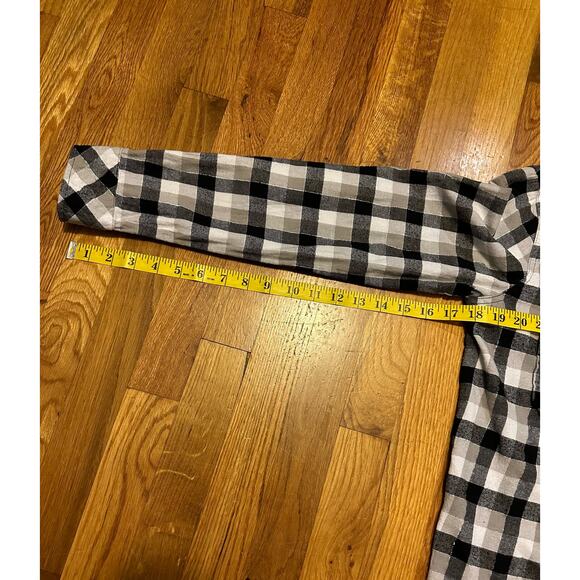 Current Elliot Black White Checker Distressed Fringe Flannel Women 2 Medium - Picture 5 of 10